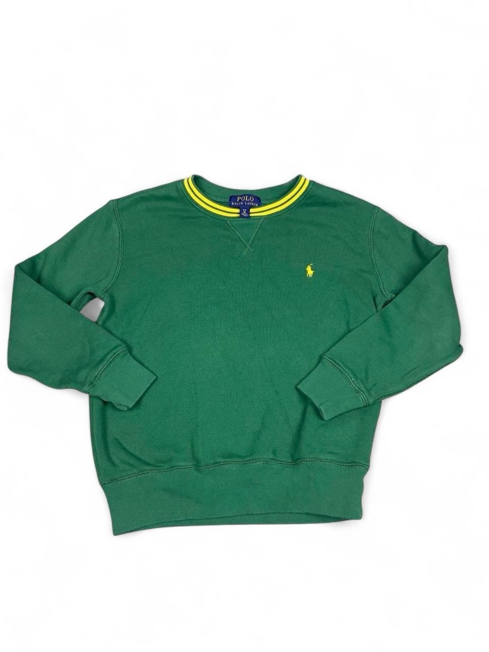 Polo by Ralph Lauren Green Crewneck Sweatshirt with Yellow Accents Size 8